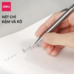Thumbnail Bút chì kim học sinh Deli kèm đầu tẩy - Ngòi 0.5/0.7mm - Vỏ kim loại không hao mòn chống gỉ- bảo vệ ngòi chì khi sử dụng 3