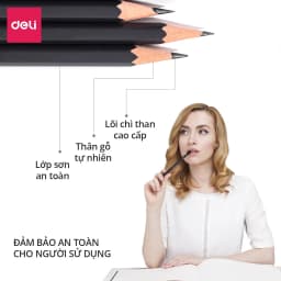 Thumbnail Bút chì phác thảo phiên bản cao cấp Deli - 2H, HB, 2B, 4B, 6B, 8B - Dành cho mỹ thuật chuyên nghiệp chì mềm độ đậm chuẩn 4