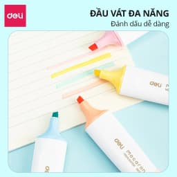 Thumbnail Bút highlight đánh dầu màu macaron Deli - Bút dạ quang đánh dấu nhớ dòng pastel mực đều nhanh khô cho văn phòng học sinh 2