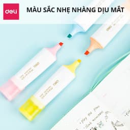 Thumbnail Bút highlight đánh dầu màu macaron Deli - Bút dạ quang đánh dấu nhớ dòng pastel mực đều nhanh khô cho văn phòng học sinh 4