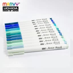 Thumbnail Bút lông đầu cọ mềm Marvy Uchida 1100 ( Tone Xanh-xanh lá ) 2