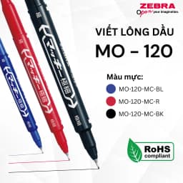 Thumbnail Bút Lông Dầu Zebra MO-120 2 Đầu 0.5mm & 1.1-1.3mm - Mực Đậm, Viết Mượt, Đen/Đỏ/Xanh [Chính hãng] 1