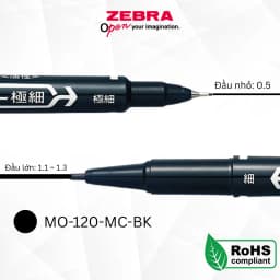 Thumbnail Bút Lông Dầu Zebra MO-120 2 Đầu 0.5mm & 1.1-1.3mm - Mực Đậm, Viết Mượt, Đen/Đỏ/Xanh [Chính hãng] 2