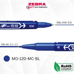 Thumbnail Bút Lông Dầu Zebra MO-120 2 Đầu 0.5mm & 1.1-1.3mm - Mực Đậm, Viết Mượt, Đen/Đỏ/Xanh [Chính hãng] 3