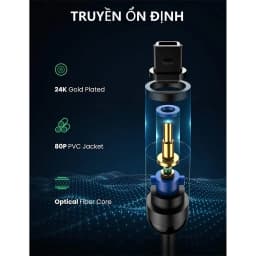 Thumbnail Cáp audio quang Toslink Optical UGREEN 70890 | Hỗ trợ âm thanh 5.1/ 7.1 | Đầu cáp mạ vàng | BH 18 Tháng 1 Đổi 1 | 3