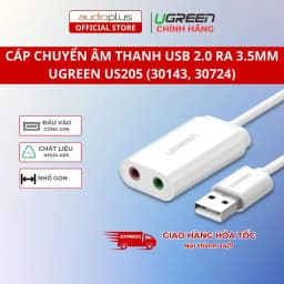 Thumbnail Cáp chuyển âm thanh (Soundcard) USB 2.0 ra 3.5mm UGREEN US205 (30143, 30724) - Bảo hành 18 tháng 1