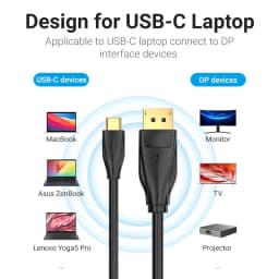 Thumbnail Cáp chuyển đổi USB sang DP Vention 8K 60Hz/2K144Hz kết nối USB C sang laptop/máy chiếu 1080P 4