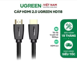 Thumbnail Cáp HDMI 2.0 Ugreen HD118| Chất liệu vải dù PP | Độ phân giải 3D 4K*2K 4096x2160p/30Hz | Bảo Hành 18 tháng 1 đổi 1 40408 1