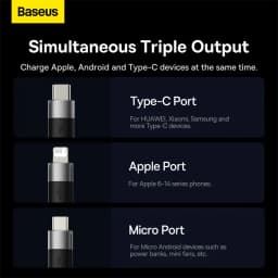 Thumbnail Cáp sạc BASEUS 3 trong 1 micro USB type C thích hợp cáp sạc nhanh cho ip 14 13 12 pro max 3.5a Samsung Xiaomi Redmi 2