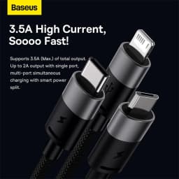 Thumbnail Cáp sạc BASEUS 3 trong 1 micro USB type C thích hợp cáp sạc nhanh cho ip 14 13 12 pro max 3.5a Samsung Xiaomi Redmi 3