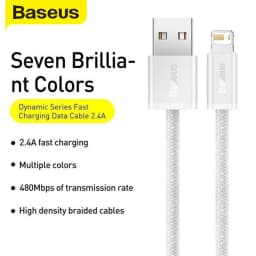 Thumbnail Cáp sạc Baseus Dynamic Series USB dùng cho 6/7/8/10/11/12/13/14 sạc nhanh 2.4A data tốc độ cao, dây bọc dù, dài 1m/2m 3