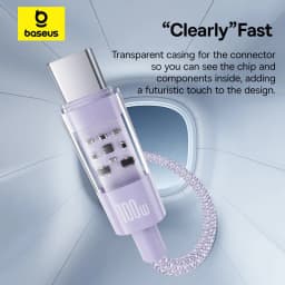 Thumbnail Cáp sạc Baseus Gem USB-C sang USB-C PD 100W Cáp dữ liệu sạc nhanh Thiết kế trong suốt 2