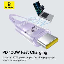 Thumbnail Cáp sạc Baseus Gem USB-C sang USB-C PD 100W Cáp dữ liệu sạc nhanh Thiết kế trong suốt 4