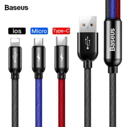 Thumbnail Cáp sạc Baseus Three Primary Colors 3 in 1 (ip+Type-C+Micro) sạc nhanh 3.5A, dài 30cm 1