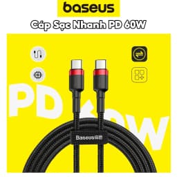 Thumbnail Cáp Sạc Nhanh 2 đầu Type C PD 60W CHÍNH HÃNG Baseus Chống Gãy Gập Dùng Cho IP 15-16 pro-promax-plus 1