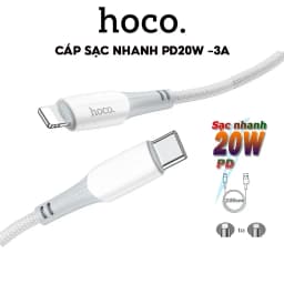 Thumbnail Cáp Sạc Nhanh 20W Chính Hãng Hoco Dùng Cho IP 7-8-X-11-12-13-14-Pro-Plus-Promax- Dây Bện Dù Siêu Bền 1