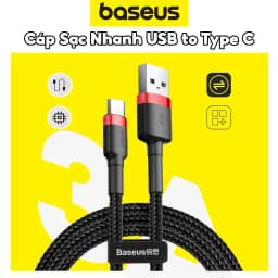 Thumbnail Cáp sạc nhanh CHÍNH HÃNG Baseus Chuẩn USB ra Type C - Dây Bọc Dù Chống Gãy Gập - Siêu Bền 1