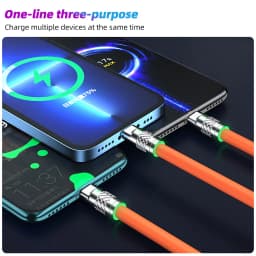 Thumbnail Cáp sạc nhanh FONKEN chất liệu silicone và hợp kim kẽm 3 trong 1 120W 6A cổng type C 4