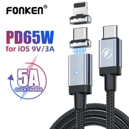 Thumbnail Cáp sạc nhanh FONKEN USB C từ tính PD65W sang type C 27W IOS thích hợp cho iP Samsung 1