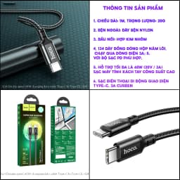 Thumbnail Cáp Sạc Nhanh PD 60W Hoco Type-C, Tốc Độ Truyền Tải Dữ Liệu Nhanh X2 Lần Cho IP15,16, Ss,Xiaomi,Oppo 2