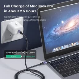 Thumbnail Cáp sạc nhanh TOPK AC10 PD 60W 100W PD Type C sang Type C 480Mbps cho Samsung Huawei 1