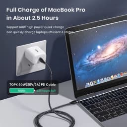 Thumbnail Cáp sạc nhanh TOPK AC15 3A QC3.0 60W sợi bện nylon siêu bền cao cấp chất lượng cao 1