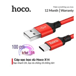 Thumbnail Cáp sạc nhanh truyền dữ liệu Type-C Hoco X14 sạc nhanh 2A Max dây bọc dù 2
