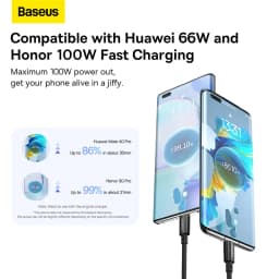 Thumbnail Cáp sạc nhanh USB C BASEUS 100W 6A cho Huawei P30 PD Xiaomi Samsung 2