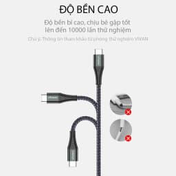 Thumbnail Cáp Sạc Nhanh VIVAN KPD100S Chống Gãy Type-C to Type-C 100cm Chuẩn Sạc NhanhPD 60W 3