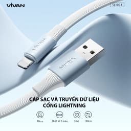 Thumbnail Cáp Sạc Nhanh VIVAN SC100 II/ SL100 II (Type C/ Táo), Màu Trắng Xanh - Công Suất 2.4A, Dài 100cm 3