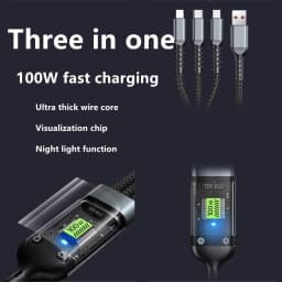 Thumbnail Cáp sạc siêu tốc 100W 3 trong 1 6A Micro USB Type C Cáp dữ liệu cáp Type-C 2
