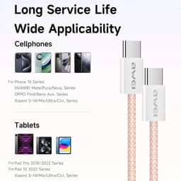 Thumbnail Cáp sạc type c Awei sạc nhanh 60W C to C Dây bện nylon 1M An Toàn Ổn Định cho điện thoại 3