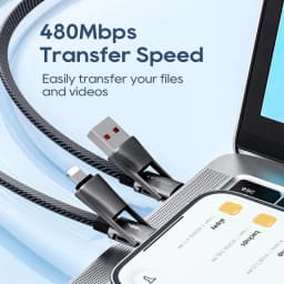Thumbnail Cáp USB C KUULAA Cáp USB-C 4 trong 1 Cáp sạc USB-C 60W có móc và vòng buộc và quản lý cáp Cáp PD loại C thích hợp để sạc nhanh iPhone Androi 4