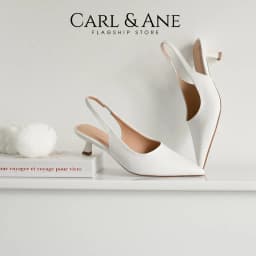 Thumbnail Carl & Ane - Giày cao gót nữ dáng Slingback mũi nhọn phong cách thanh lịch màu kem - CL036 3