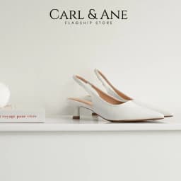 Thumbnail Carl & Ane - Giày cao gót nữ dáng Slingback mũi nhọn phong cách thanh lịch màu kem - CL036 4