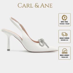 Thumbnail Carl & Ane - Giày mũi nhọn đính đá pha lê sang trọng dự tiệc cao 8cm màu trắng - WD008 1