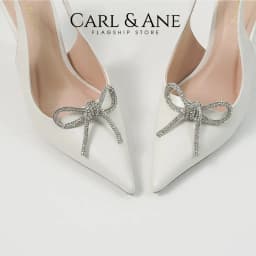 Thumbnail Carl & Ane - Giày mũi nhọn đính đá pha lê sang trọng dự tiệc cao 8cm màu trắng - WD008 3