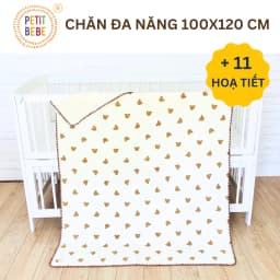 Thumbnail Chăn Muslin 4 Lớp Cho Bé 100x120cm PETIT BEBE Mềm Mại, Thoáng Khí, Thấm Hút 1
