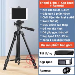 Thumbnail Chân Đỡ Ipad Tripod Điện Thoại 360 Độ Kiêm Tripod Máy Ảnh Dùng Để Livestream Chụp Ảnh Quay Video Cao 180cm-HOLOCOM 1