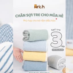 Thumbnail Chăn sợi tre mùa hè Arich, chăn trẻ em, cao cấp mềm mịn, dày dặn, an toàn cho Bé (0 đến 6 tuổi) -KT 93x130cm 1