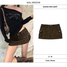 Thumbnail Chân váy beo vải kaki túi hộp QUINN có lót quần - 𝐊𝐈𝐋𝐋 𝐒𝐘𝐒𝐓𝐄𝐌 1