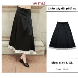 Thumbnail Chân váy chữ A dài phối nơ VMSTYLE, chân váy form xòe xếp ly phối lai CVD00112 - DATELINE 2
