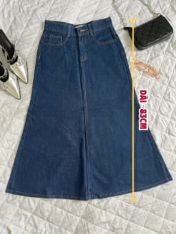 Thumbnail Chân váy denim jean bò dáng dài chữ A lưng cao phong cách Hàn Quốc TiQi Jeans V1-255 4