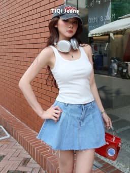 Thumbnail Chân váy jean xếp ly có lót quần TiQi Jeans V1-282 2