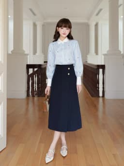 Thumbnail Chân váy nữ dáng A lệch tà cách điệu nhiều màu đính cúc đồng trang trí YAME YCV603 1