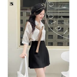 Thumbnail Chân váy nữ Twentyfive 2 lớp, 2 tà, xếp ly nửa, khóa sau 6282 1