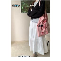 Thumbnail Chân Váy SEFA Xòe Tầng Tiểu Thư Dài Màu Trắng Thô Ren Cotton Xốp Mềm Vintage Dành Cho Du Lịch, Đi Chơi, Trẻ Trung 4