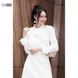 Thumbnail Chân váy trắng dáng A ngắn SIXDO (White Mini Woven Woven Skirt) 2