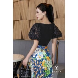 Thumbnail Chân Váy Xòe Xếp Ly Công Sở Nữ My Way Họa Tiết Ren Cao Cấp 5MCX284 3