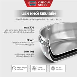 Thumbnail Chảo inox 304 đa lớp Sunhouse IN20-24-26M7E - 3 lớp inox liền khối - Dùng mọi loại bếp 3
